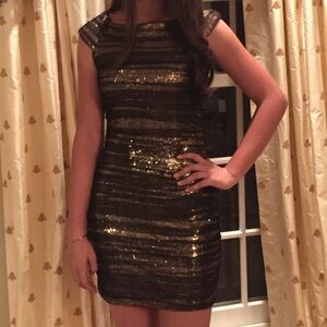 Lulu’s Black and Gold Sequined Dress
